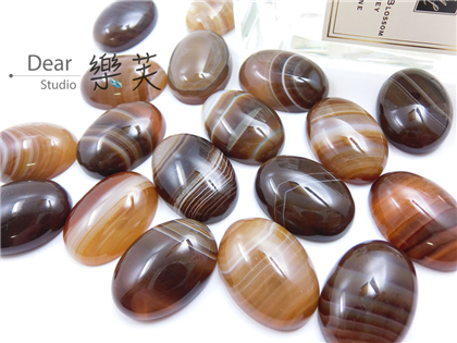 18x25mm橢圓型蛋面咖啡色條紋瑪瑙