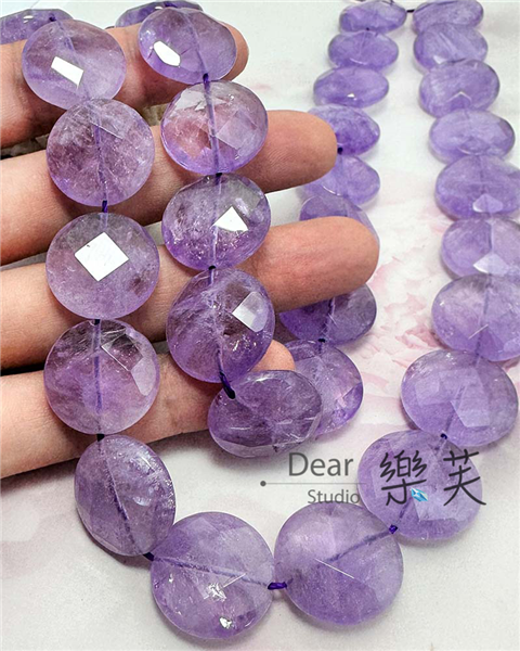 20mm圓餅切面紫水晶(直洞)